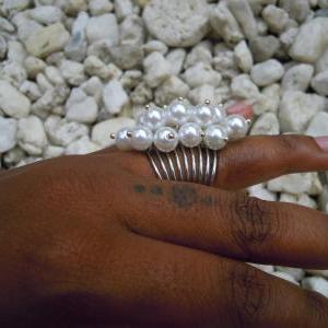 White Acrylic Pearl Cluster Ring