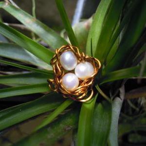 Fresh Water Pearl Bird Nest Ring